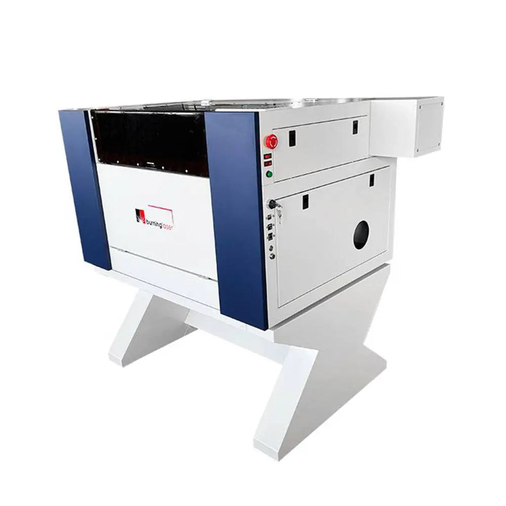 Side angle of CO2 Laser Engraving Cutting Machine 6090 showing control panel and sturdy frame for stable laser cutting operations.