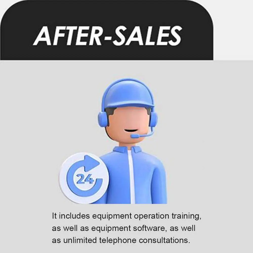After-sales support for CO2 Laser Engraving Cutting Machine 6090 includes training, software, and 24/7 consultation services.