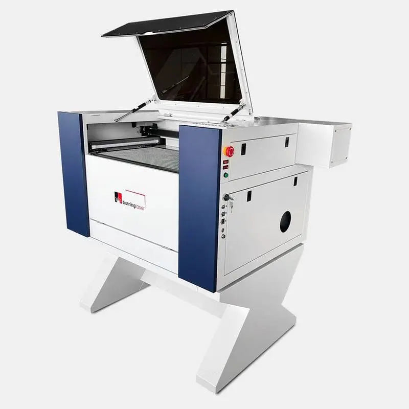 Side view of CO2 Laser Engraving Cutting Machine 6040 showing control panel and durable build for high-detail cutting in industrial settings.