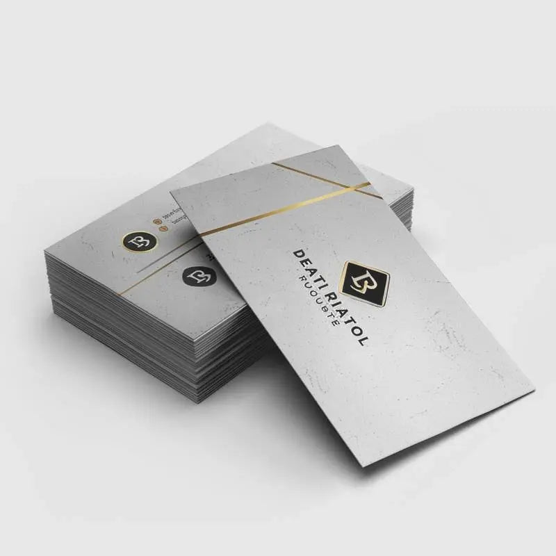 Printava | Luxury 400 GSM Gold Foil Matt Laminated Business Card in white featuring elegant gold foil detailing and smooth matte texture for upscale appeal.