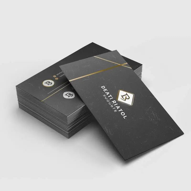 Printava | Luxury 400 GSM Gold Foil Matt Laminated Business Card in black with gold foil accents and premium matte finish for professional branding.