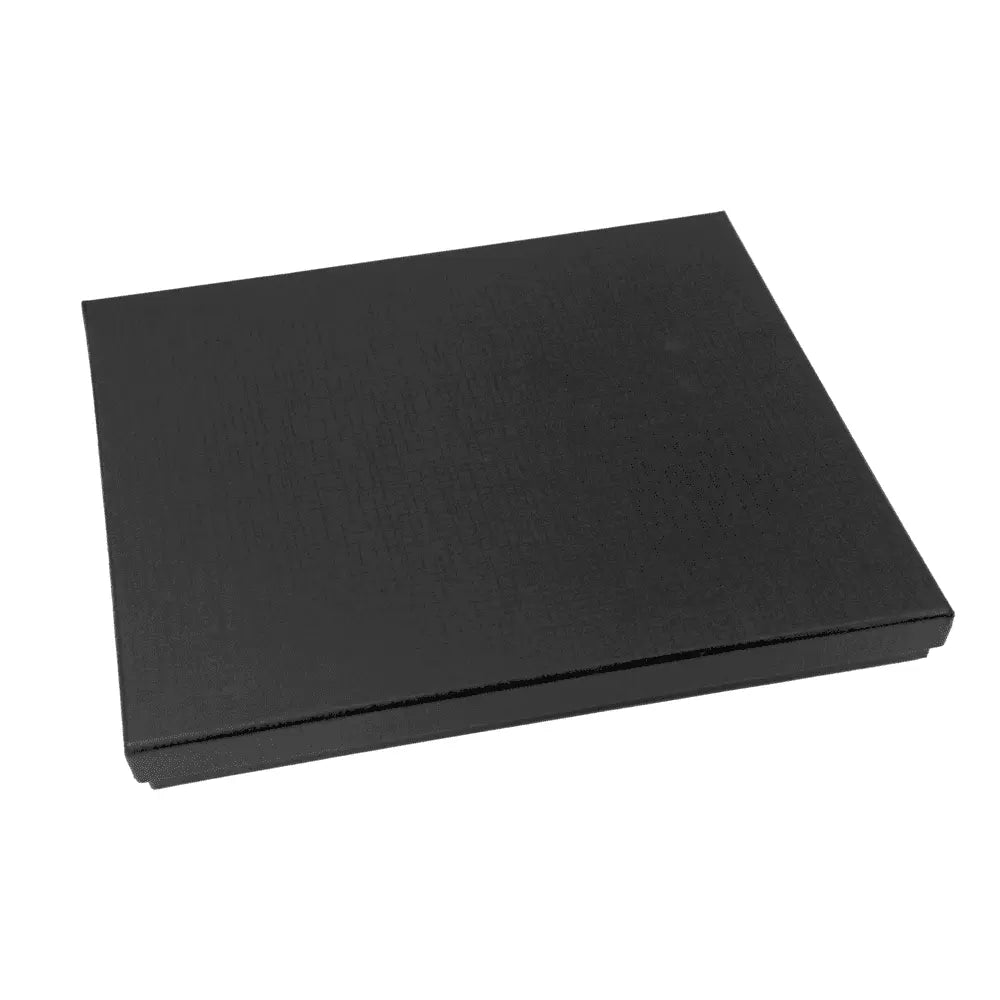 Closed black gift box packaging for Corporate Gift Set - Notebook, Pen, Card Holder, Keychain, ideal for corporate gifting.