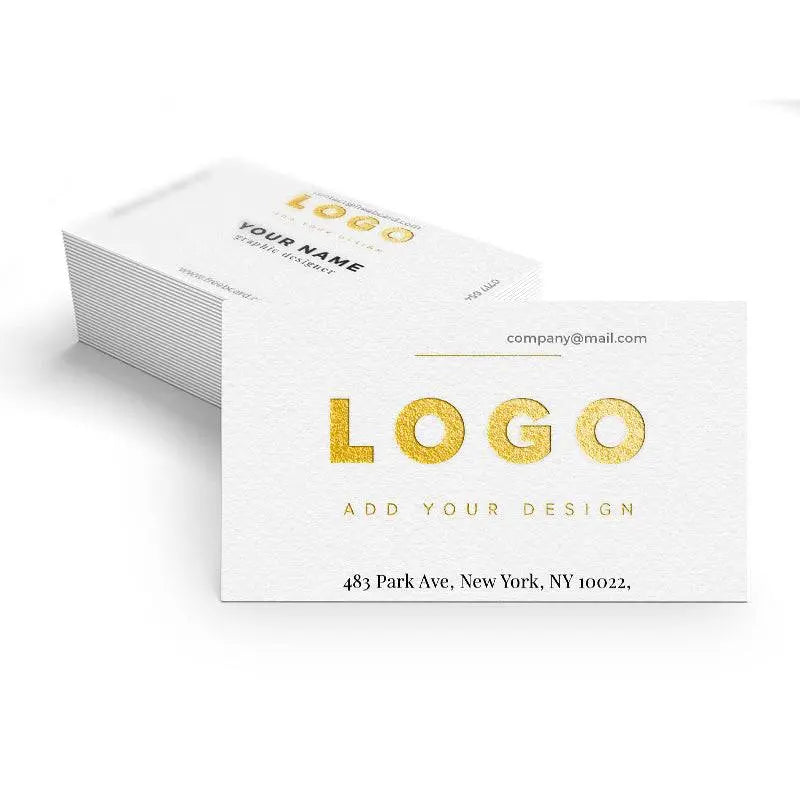 Printava Luxury Gold Foil Brilliant Paper Business Card – 300 GSM featuring bold gold foil text and premium textured finish for professional appeal.
