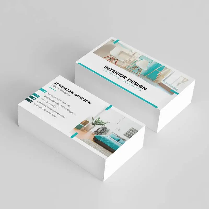 Printava | Premium 400 GSM Matt Laminated Business Card featuring a modern interior design layout with a clean, professional finish.
