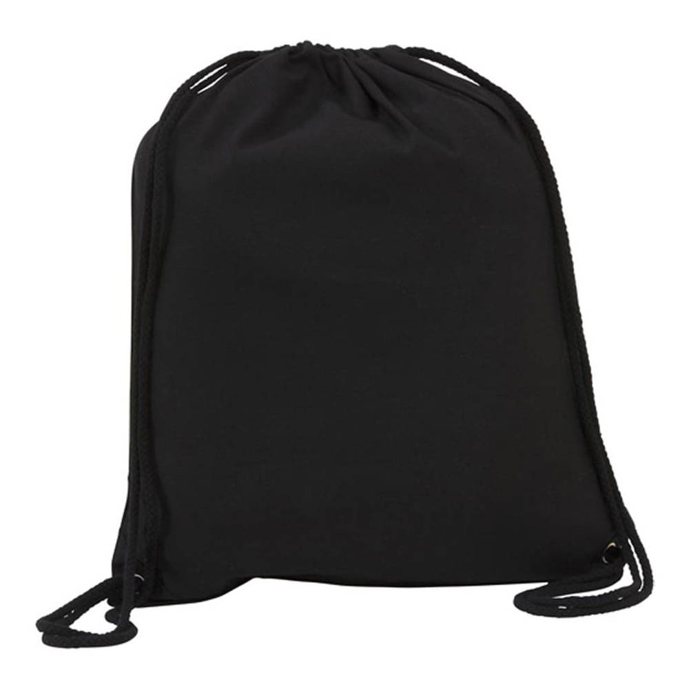 Black Cotton Drawstring Bag made from 240GSM fabric, ideal for eco-friendly shopping, gym, or travel use. Stylish and durable shopper bag design.
