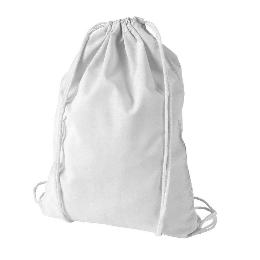 White Cotton Draw String Bag made from 240GSM fabric, ideal for eco-friendly travel or gym use in the messenger bags category.
