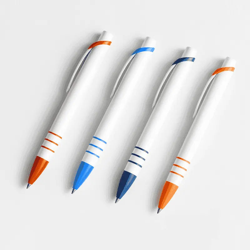 Set of four Pen Plastic Orange & White - Promotional Pens in assorted colors, perfect for office use, trade shows, and custom logo printing.