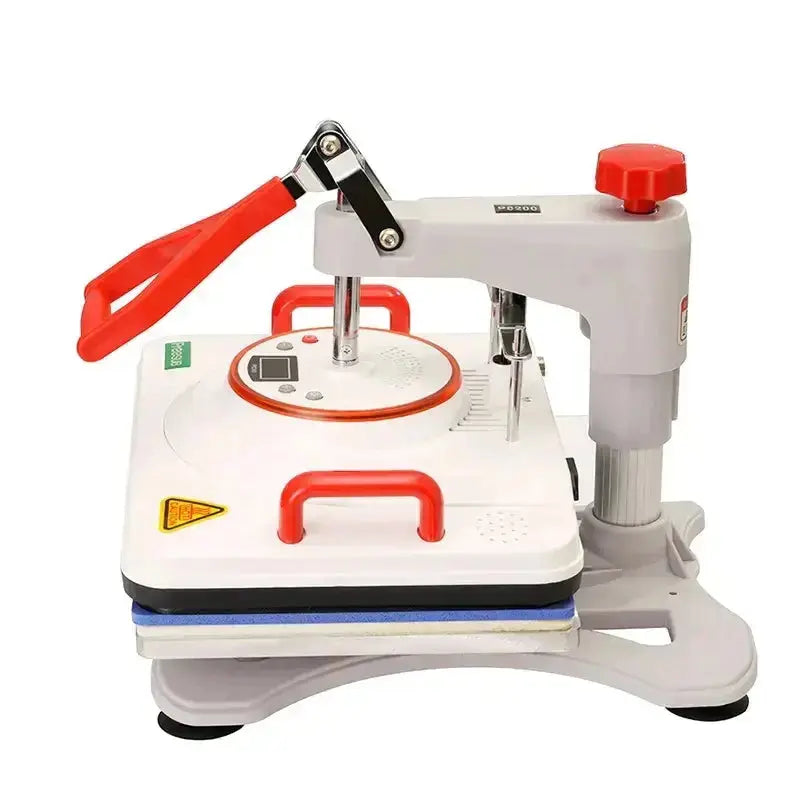 Side view of the 5-in-1 combo sublimation heat press machine P8200-V5 showing sturdy build and digital control panel.