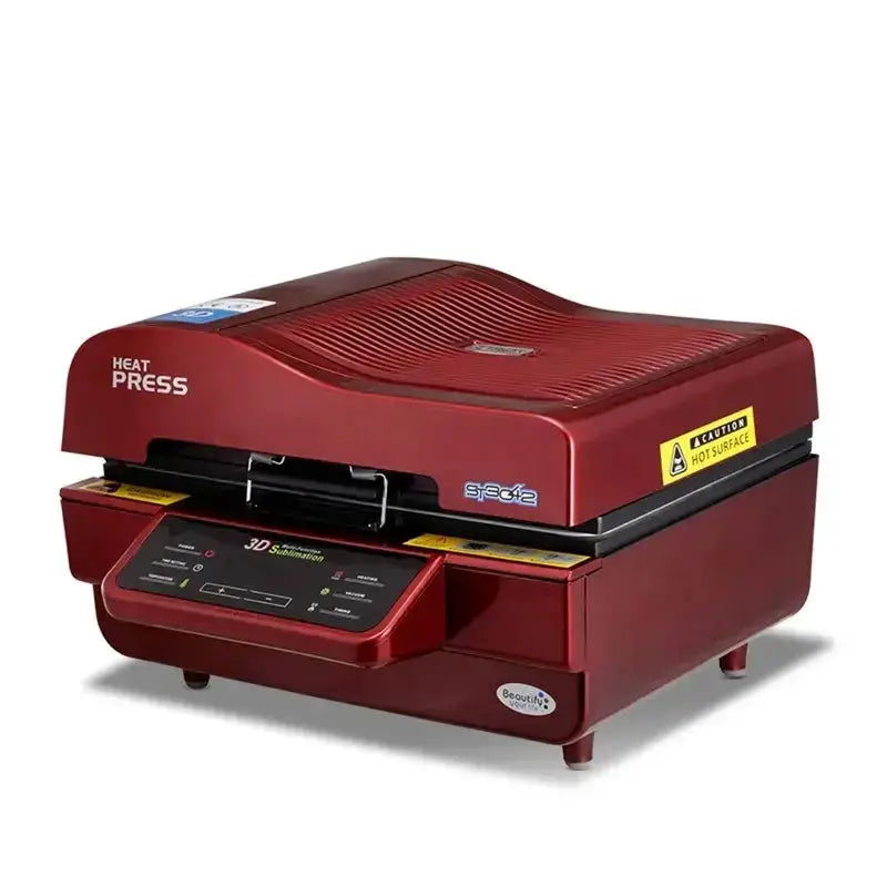 Multifunctional 3D Sublimation Vacuum Heat Press Machine ST-3042 in red, designed for high-efficiency heat transfer printing.
