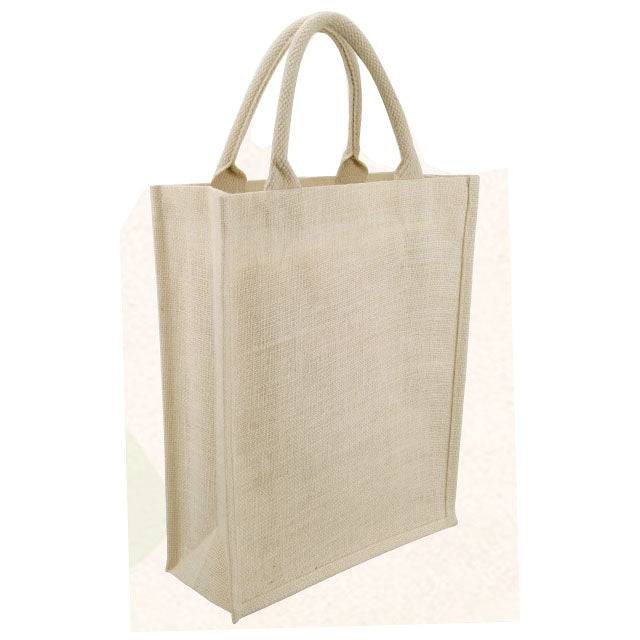 White Color Jute Shopping Bag - Eco-Friendly and Versatile with sturdy handles, ideal for groceries or daily use in sustainable shopping.