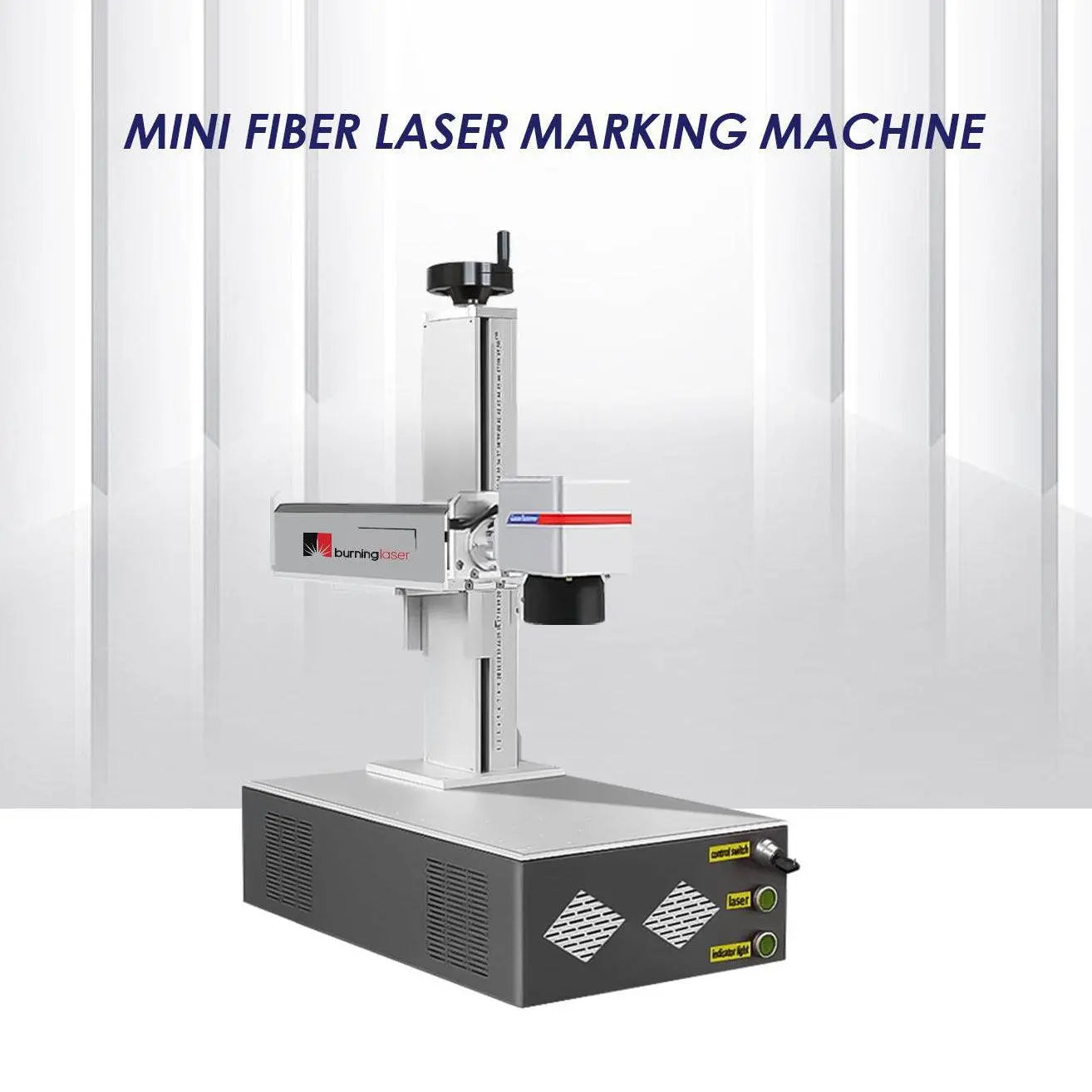 Front view of Mini Fiber Laser Marking Machine - Portable and Efficient, compact design for industrial marking and engraving tasks.