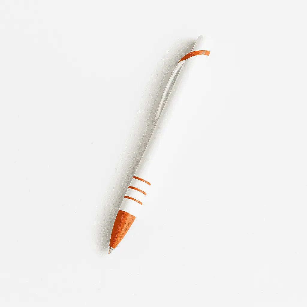Pen Plastic Orange & White - Promotional Pen with ergonomic grip and sleek design, ideal for branding in office supplies and giveaways.