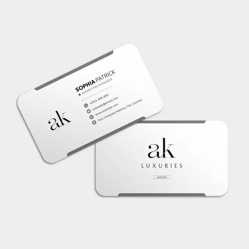 Printava | Premium Matt Laminated Rounded Corners Business Card showcasing a minimalist black and white design with professional contact layout.