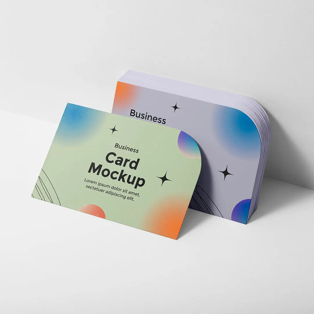 Printava 400 GSM Custom Shape Matt Laminated Business Card with rounded edges and colorful gradient design, ideal for professional branding.