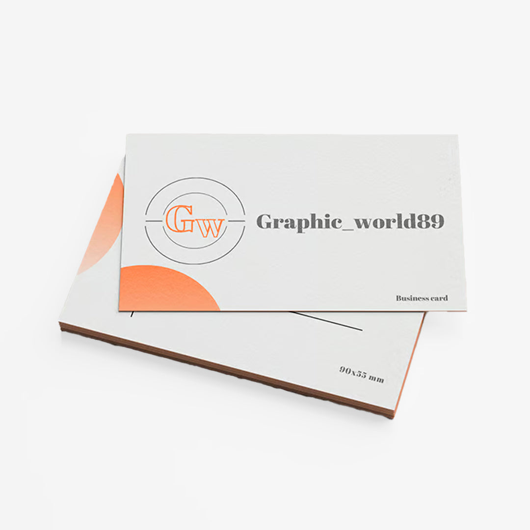 Printava premium 400 GSM art paper business card without lamination, featuring a modern orange and white design for professional branding.