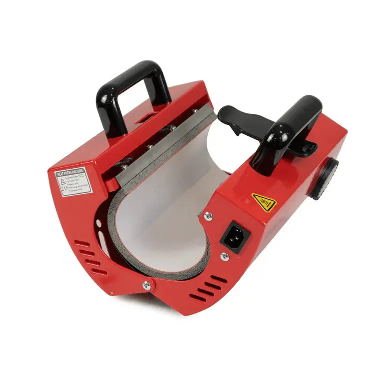 Open Tumbler Heat Press Machine F320 showing interior heating pad, ideal for sublimation printing on 20oz to 30oz mugs.
