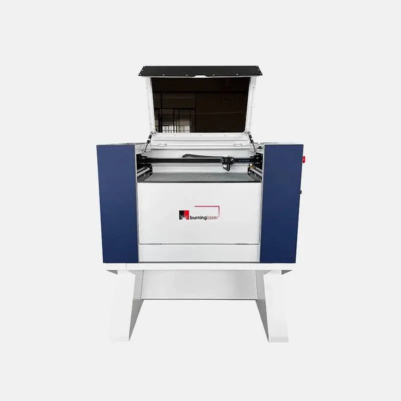 CO2 Laser Engraving Cutting Machine 6040 with open lid, showcasing spacious 600x400mm working area for precise industrial engraving and cutting.