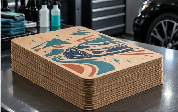 Custom Printed Paper Car Mats - 4 Color Kraft Brown 100gsm — Bulk stack