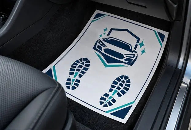 Custom Printed Paper Car Mats - 1 or 2 Color Woodfree 100gsm — Passenger footwell view