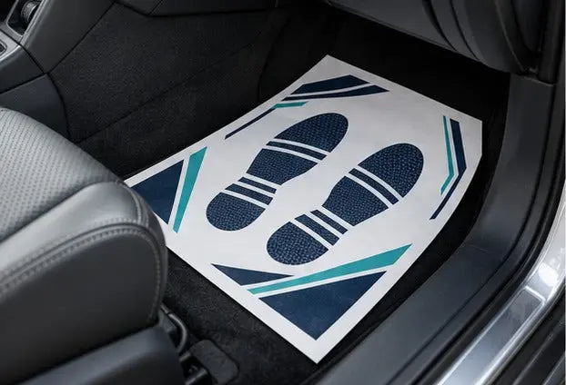 Custom Printed Paper Car Mats - 1 or 2 Color Glossy 135gsm — Passenger footwell view