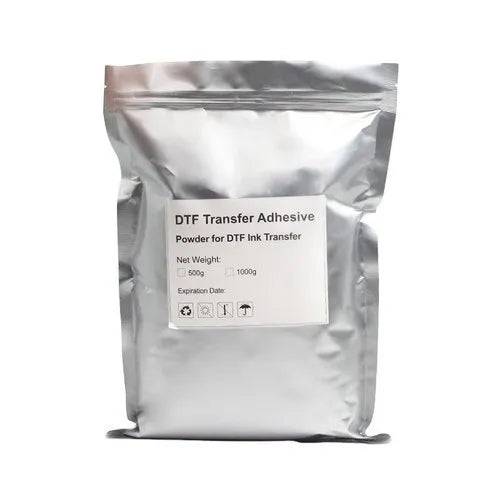 5kg Hot Melt Powder for DTF Printing in sealed silver pouch, ensures excellent adhesion and high-quality results on various fabrics.