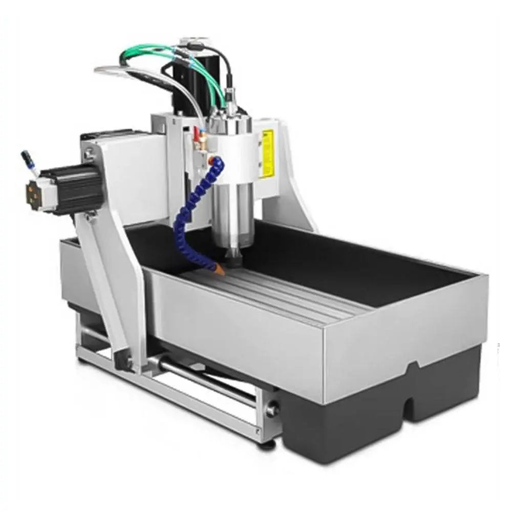 Angled view of CNC A3 desktop router with deep cutting bed, ideal for heavy-duty engraving and precision milling tasks.