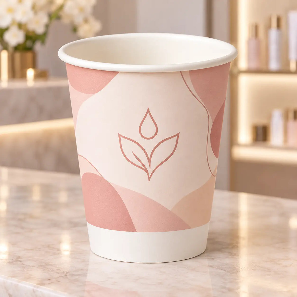 Custom paper cups for a beauty center | أكواب ورقية مخصصة لمركز تجميل
