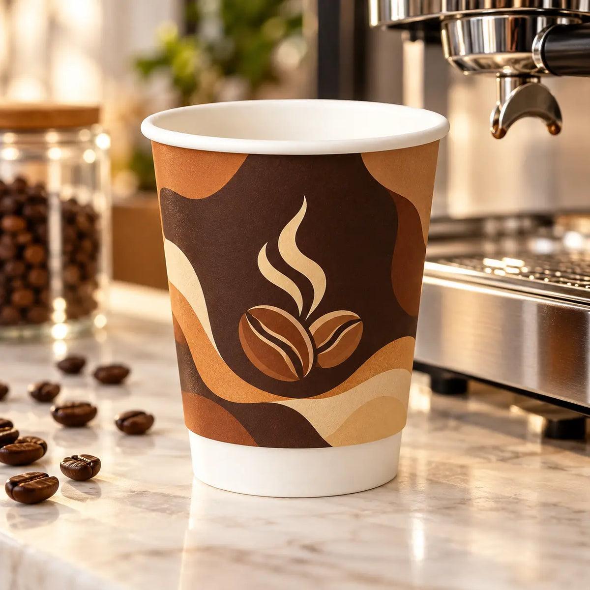 Custom paper cups for a cafe | أكواب ورقية مخصصة لمقهى