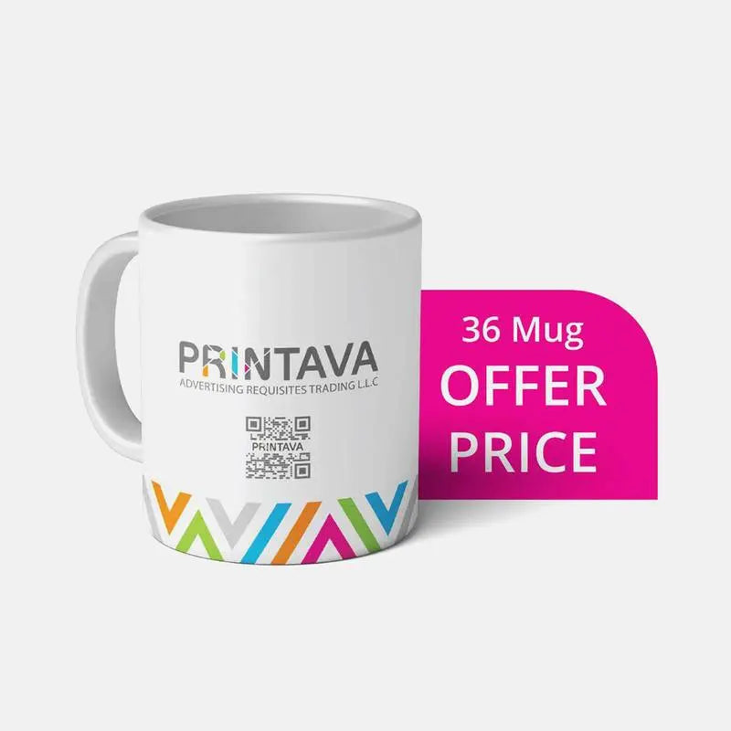 Box of 36 White Mug with Branding Printava