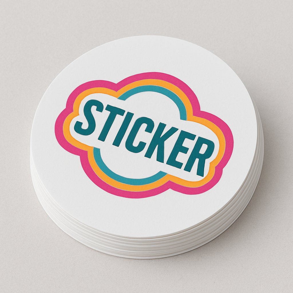 Stack of round custom stickers with bold colorful design – part of Printava’s custom labels and stickers collection.
