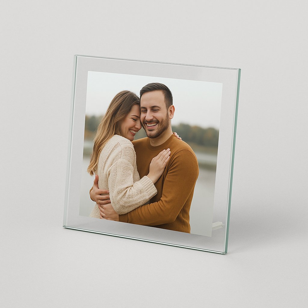  Square glass photo frame with printed design on a soft surface – Printava UAE