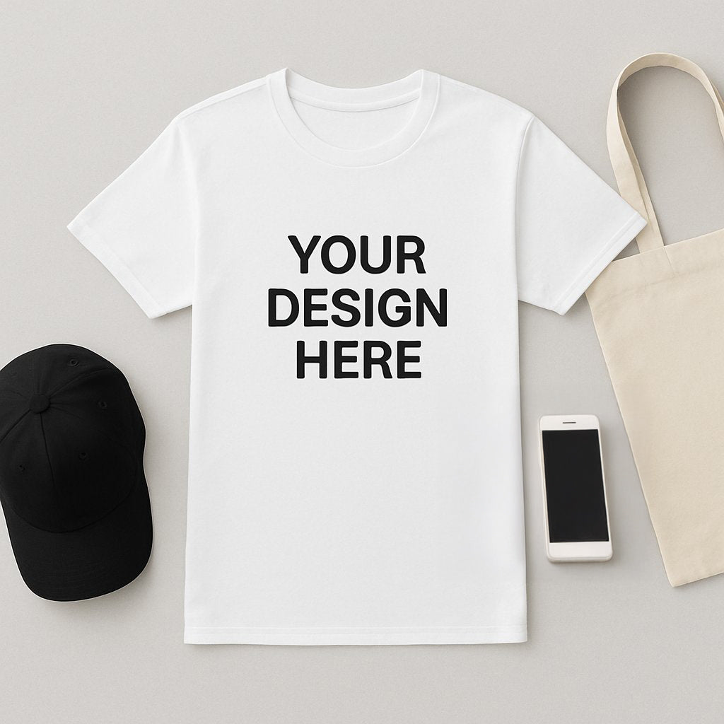  Custom printed apparel including white T-shirt, cap, and tote bag – Printava UAE