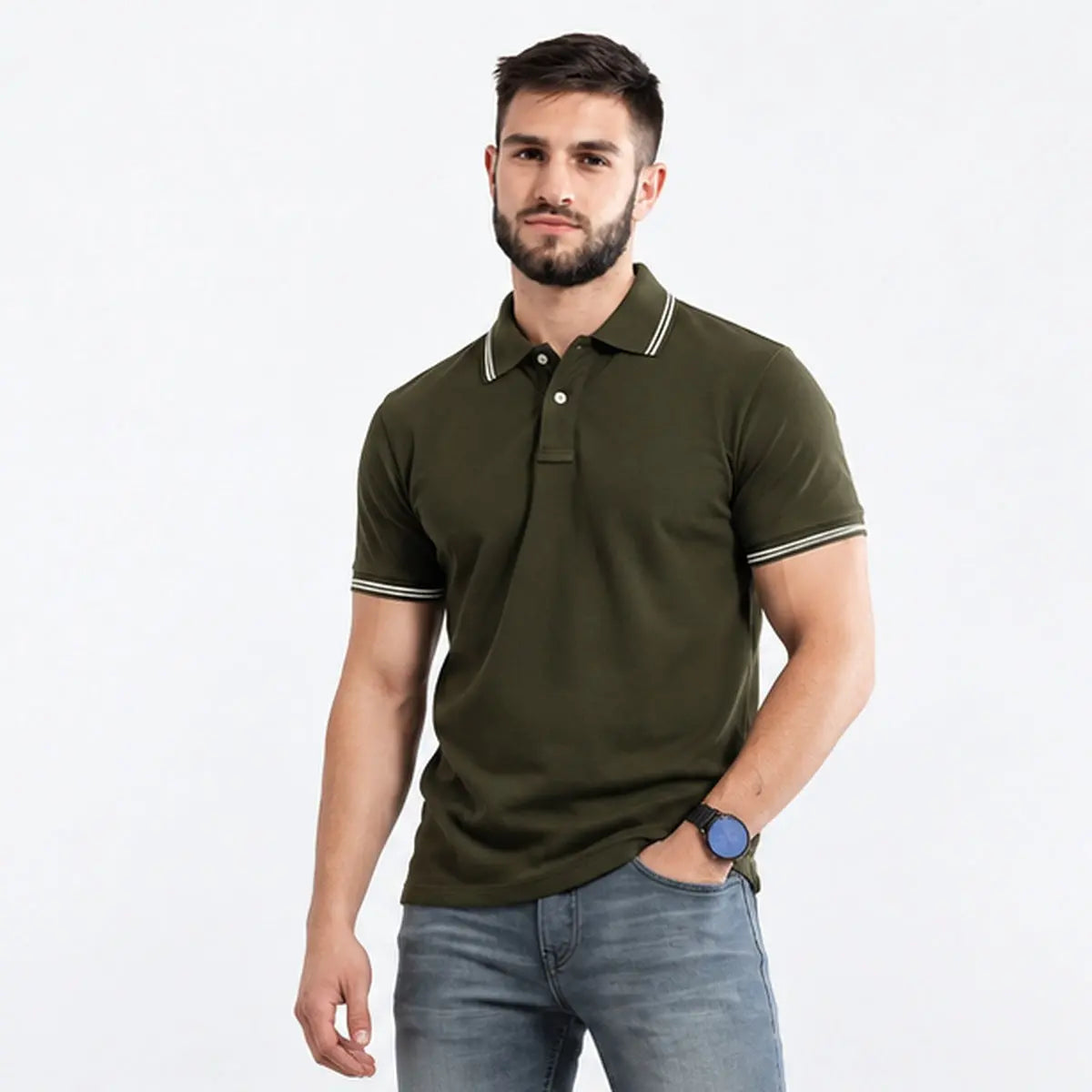 Dutees Tip Top Unisex Custom Printed Polo — front product photo