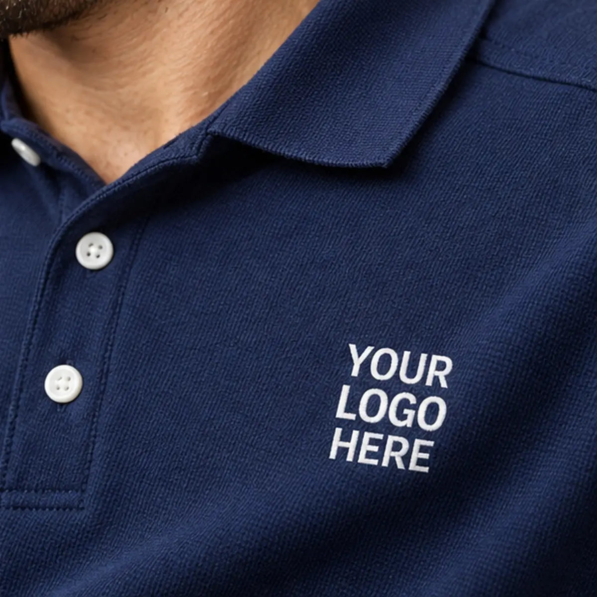 Dutees UltraLock Cotton Interlock Custom Printed Polo — print placement and fabric detail