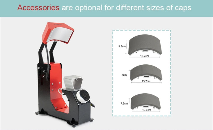 Cap printing machine with size accessories