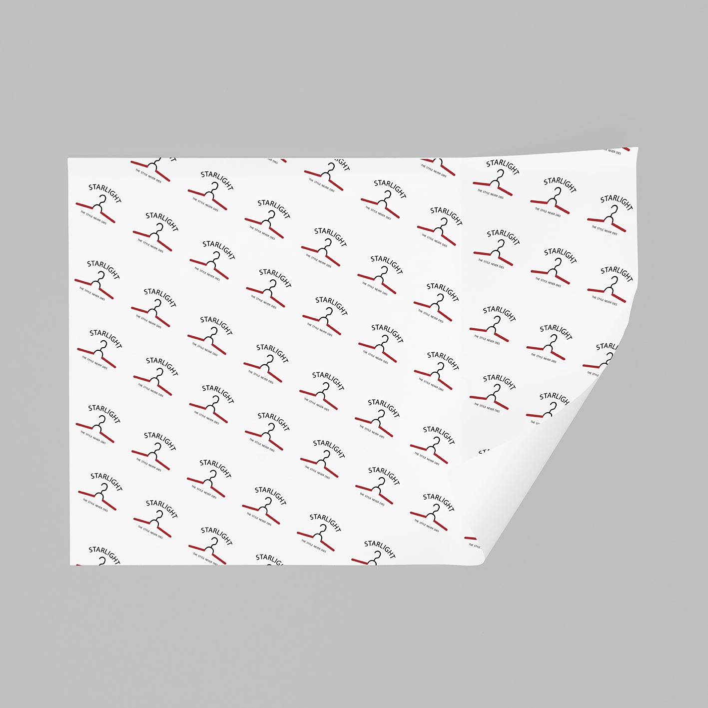 Starry print wrapping paper on gray background