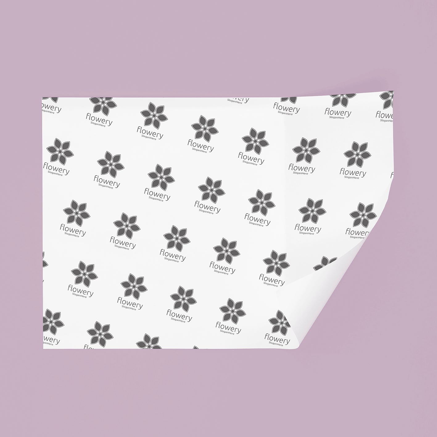 Flowery print wrapping paper on purple background