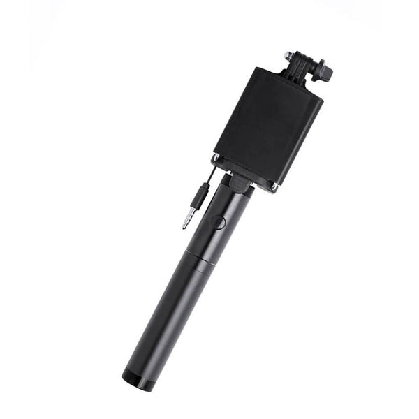 POWERDO Powerbank & Selfie Stick - Portable Solution in sleek black design. Ideal for travel tech lovers needing power and photo convenience.