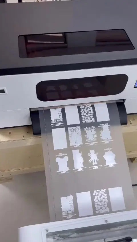 Front view of the A3 DTF printer printing onto transfer film