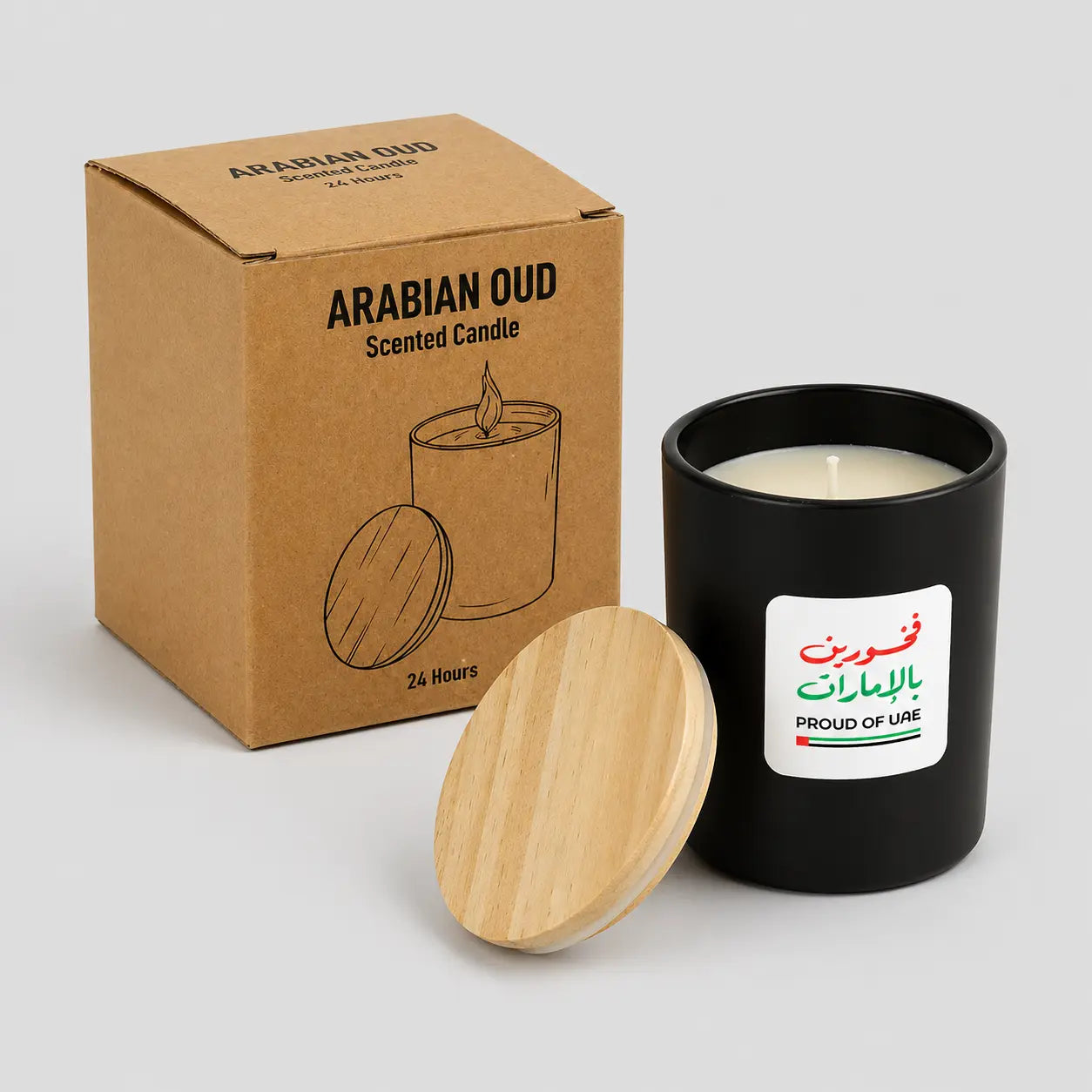 Proud of UAE Scented Candle Vanilla – Glass Bottle 70x70mm | UAE National Day Printava