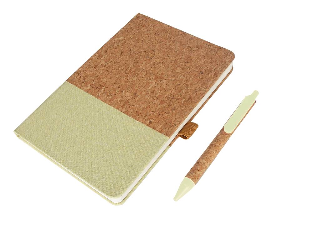 Eco-Neutral A5 Cork Fabric Hard Cover Notebook and Pen Set