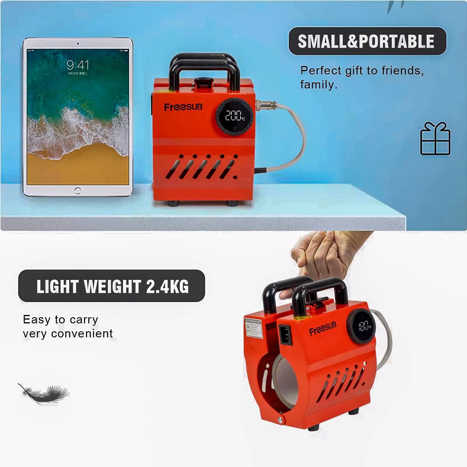 Mug Heat Press Machine - Perfect for Custom Mug Printing, lightweight and portable Freesub 11oz model ideal for home use and gifting.
