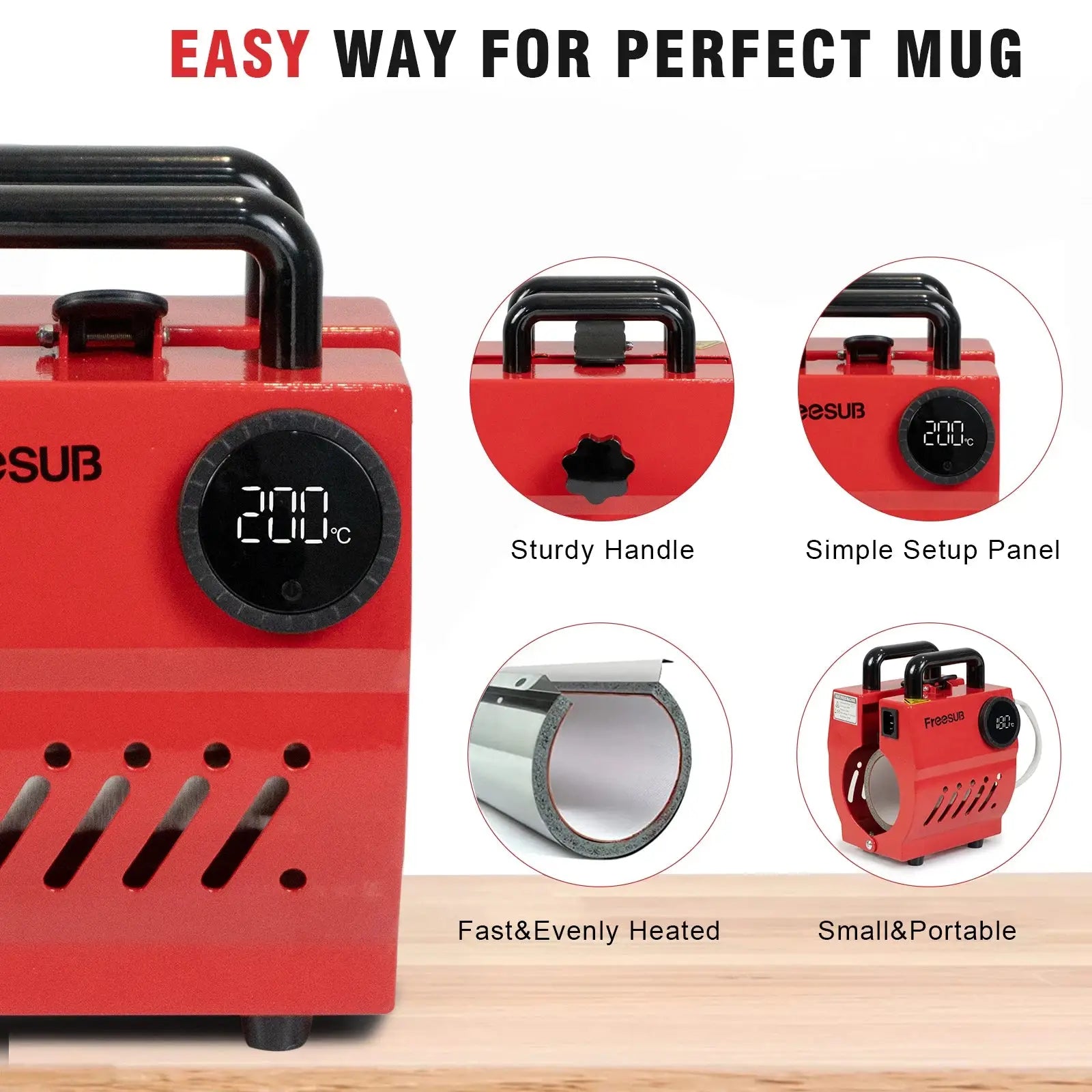 Mug Heat Press Machine - Perfect for Custom Mug Printing, features fast heating, simple controls, and compact design for easy mug customization.