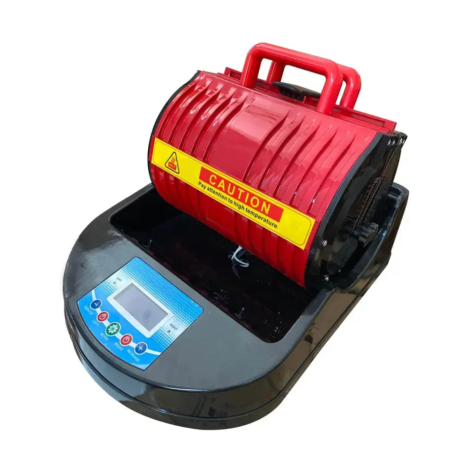 Red and black Heat Press Sublimation Machine for Cups and Bottles designed for vibrant custom printing on mugs and drinkware.