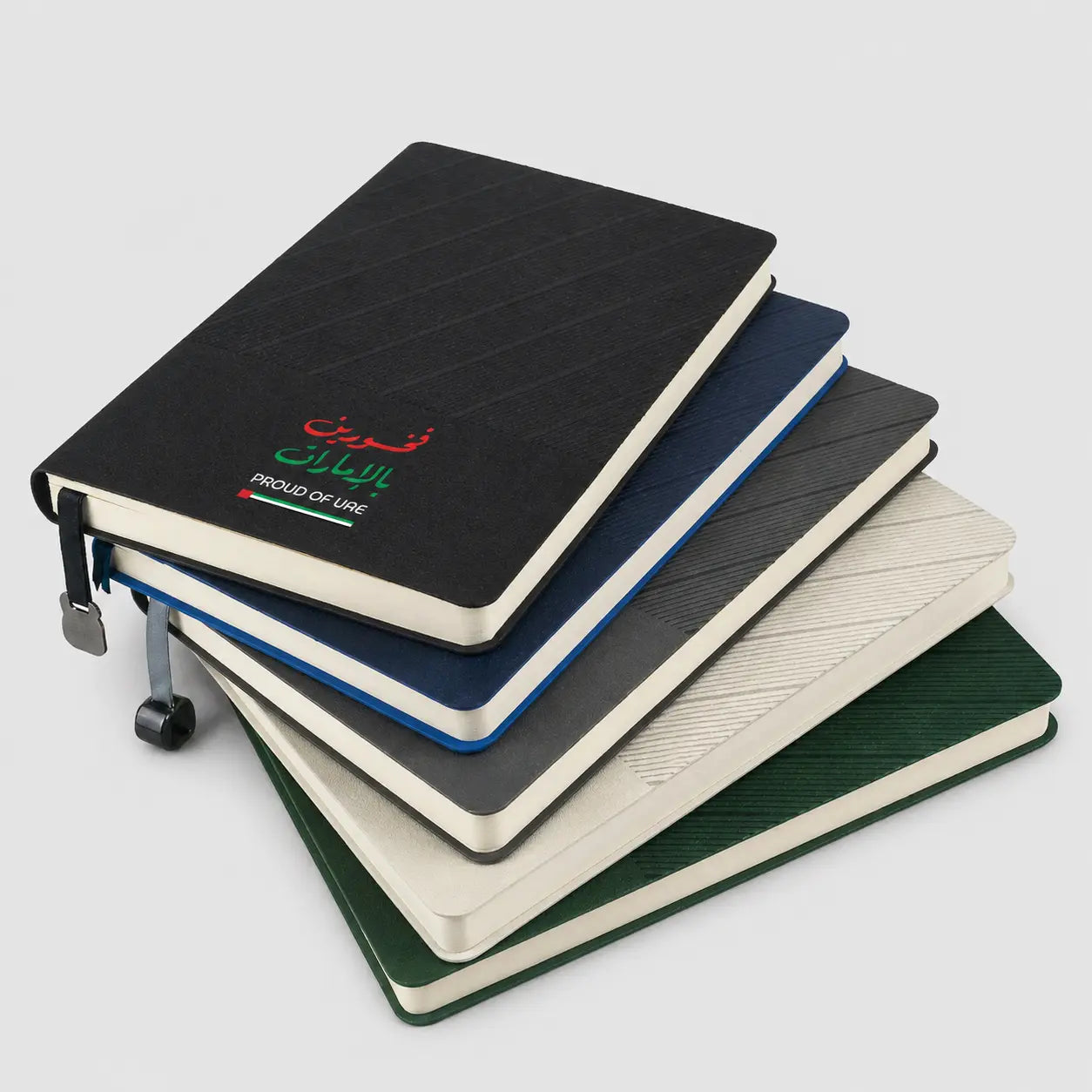 Proud of UAE Soft PU Notebook A5 with Metal Bookmark – UAE National Day Printava