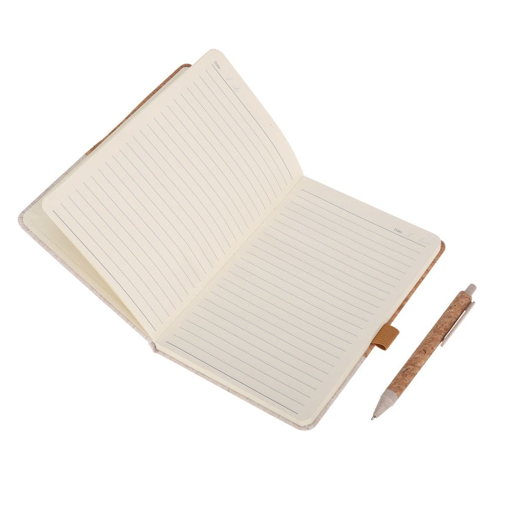 Eco-Neutral A5 Cork Fabric Hard Cover Notebook and Pen Set