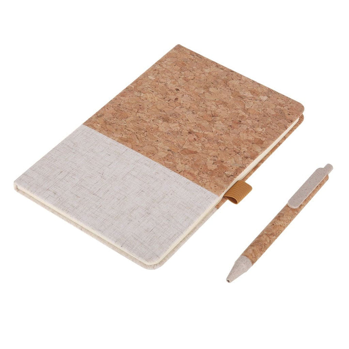 Eco-Neutral A5 Cork Fabric Hard Cover Notebook and Pen Set