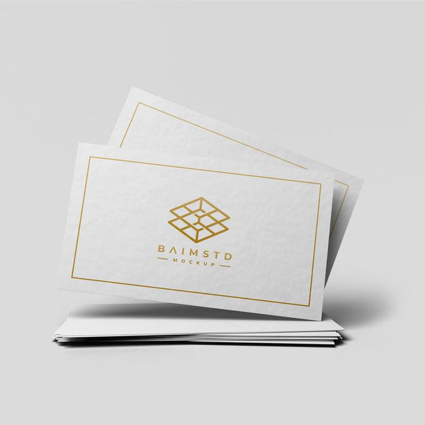 Printava 300 GSM Gold Foil Brilliant Paper Business Card with minimalist gold geometric logo and border, ideal for luxury branding.
