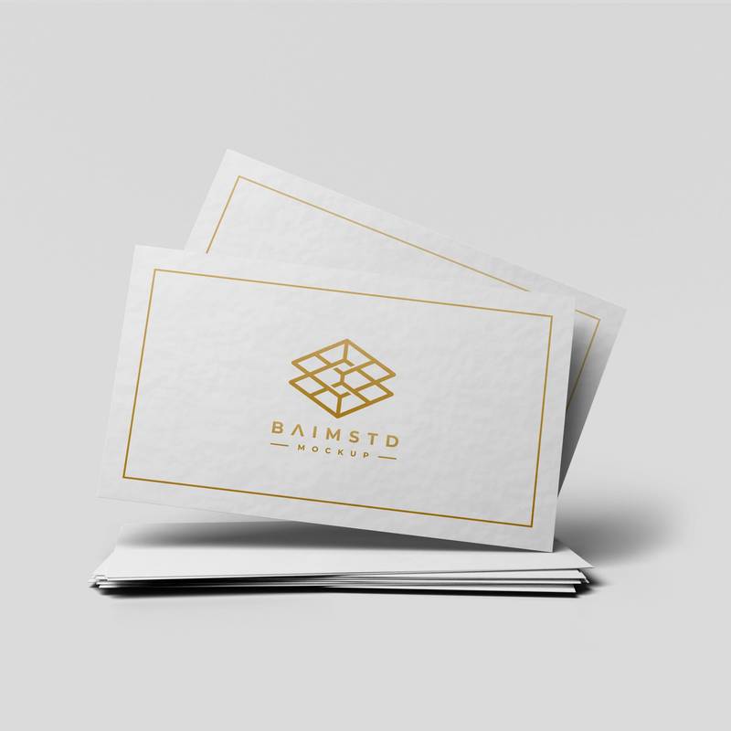 Printava 300 GSM Gold Foil Brilliant Paper Business Card with minimalist gold geometric logo and border, ideal for luxury branding.