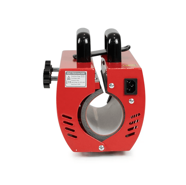 Side view of Tumbler Heat Press Machine F320 with visible power input and heating chamber for custom mug sublimation.